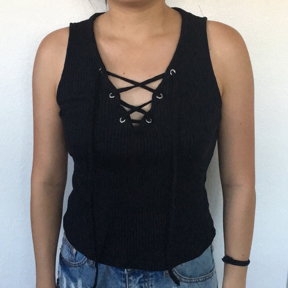 Zara Black Laceup Shirt